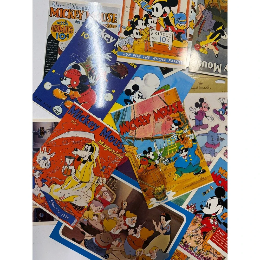 Vintage Walt Disney Mickey Mouse Postcard and Sicker Lot